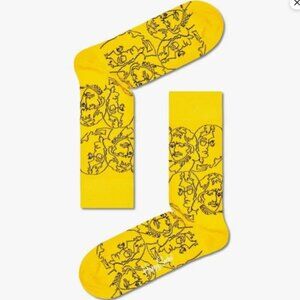 Happy Socks The Beatles One Pair Men's Crew Socks Yellow Unisex NWT